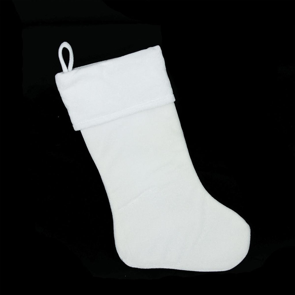 19" Traditional Solid White Velvet Christmas Stocking