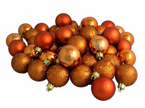 96ct Shatterproof Orange 4-Finish Christmas Ball Ornaments 1.5" (40mm)