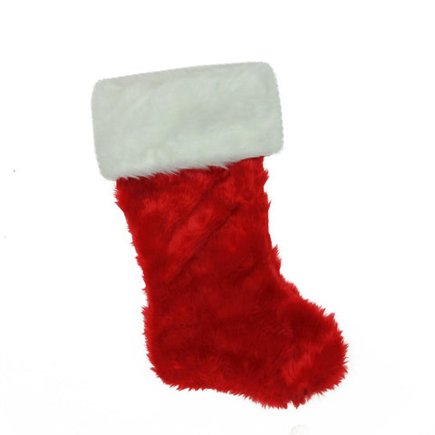 20" Traditional Red with White Cuff Decorative Plush Christmas Stocking