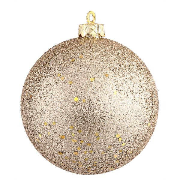 Shatterproof Champagne Holographic Glitter Christmas Ball Ornament 4" (100mm)