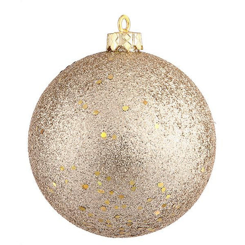 Shatterproof Champagne Holographic Glitter Christmas Ball Ornament 4" (100mm)