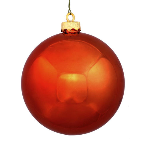 Shatterproof Shiny Burnt Orange UV Resistant Commercial Christmas Ball Ornament 4" (100mm)