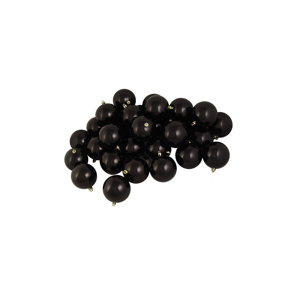 12ct Shiny Jet Black Shatterproof Christmas Ball Ornaments 4" (100mm)