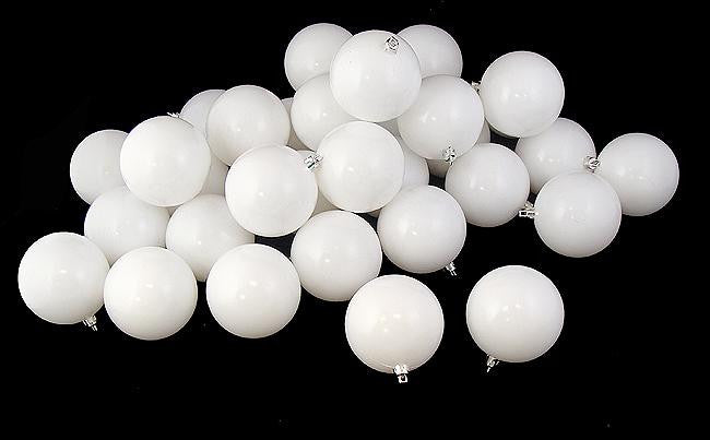 12ct Shiny Winter White Shatterproof Christmas Ball Ornaments 4" (100mm)