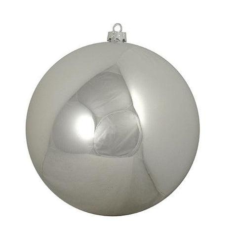 Shatterproof Shiny Silver Splendor UV Resistant Commercial Christmas Ornament 4" (100mm)