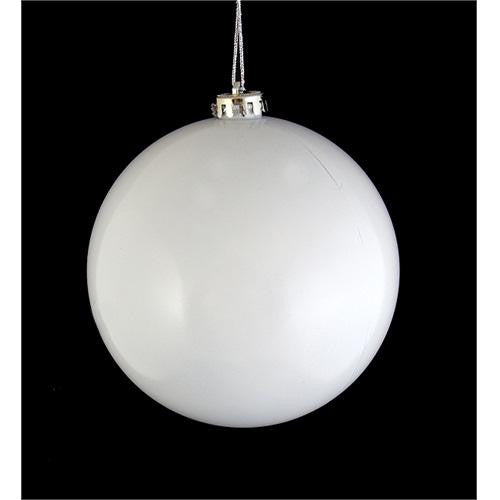 Shatterproof Shiny Winter White Christmas Ball Ornament 4" (100mm)