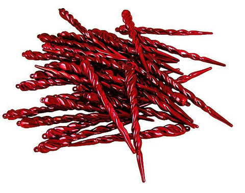 Club Pack of 36 Red Hot Shatterproof Icicle Christmas Ornaments 5"