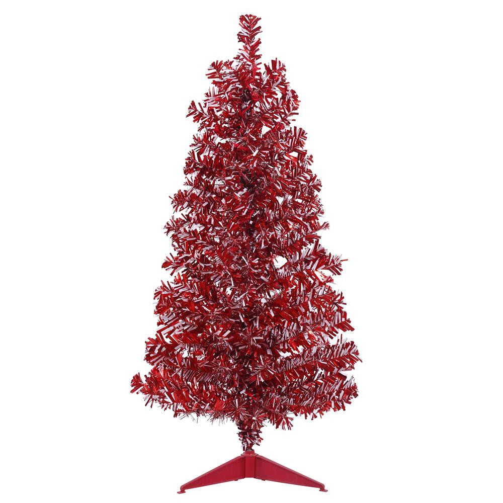 3' x 19" Red and White Tinsel Candy Cane Artificial Christmas Tree - Unlit