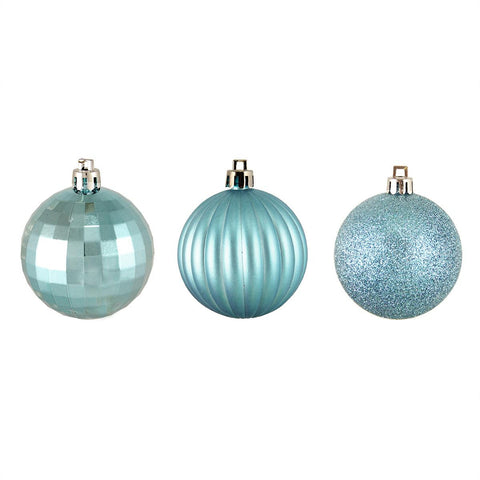 100ct Baby Blue 3-Finish Shatterproof Christmas Ball Ornaments 2.5" (60mm)