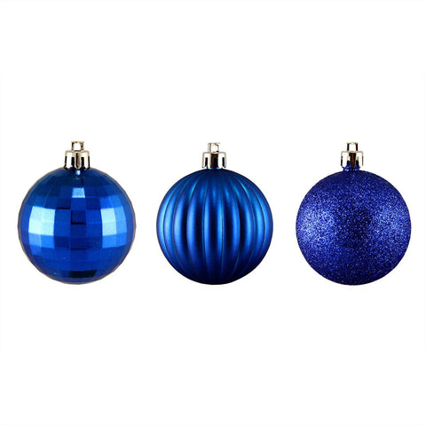 100ct Lavish Blue 3-Finish Shatterproof Christmas Ball Ornaments 2.5" (60mm)