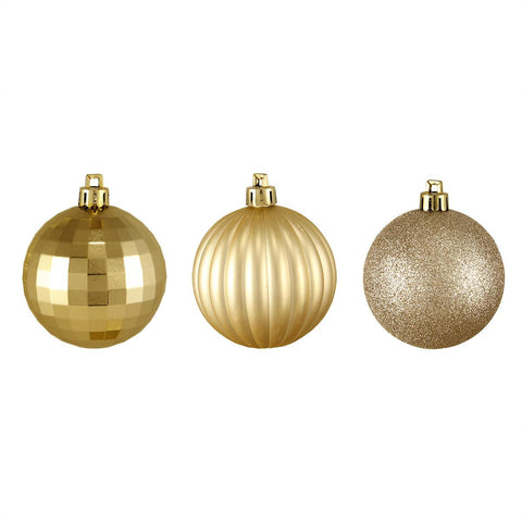 100ct Champagne Gold 3-Finish Shatterproof Christmas Ball Ornaments 2.5" (60mm)