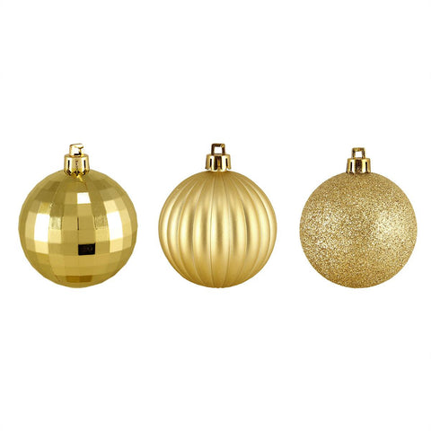 100ct Vegas Gold 3-Finish Shatterproof Christmas Ball Ornaments 2.5" (60mm)