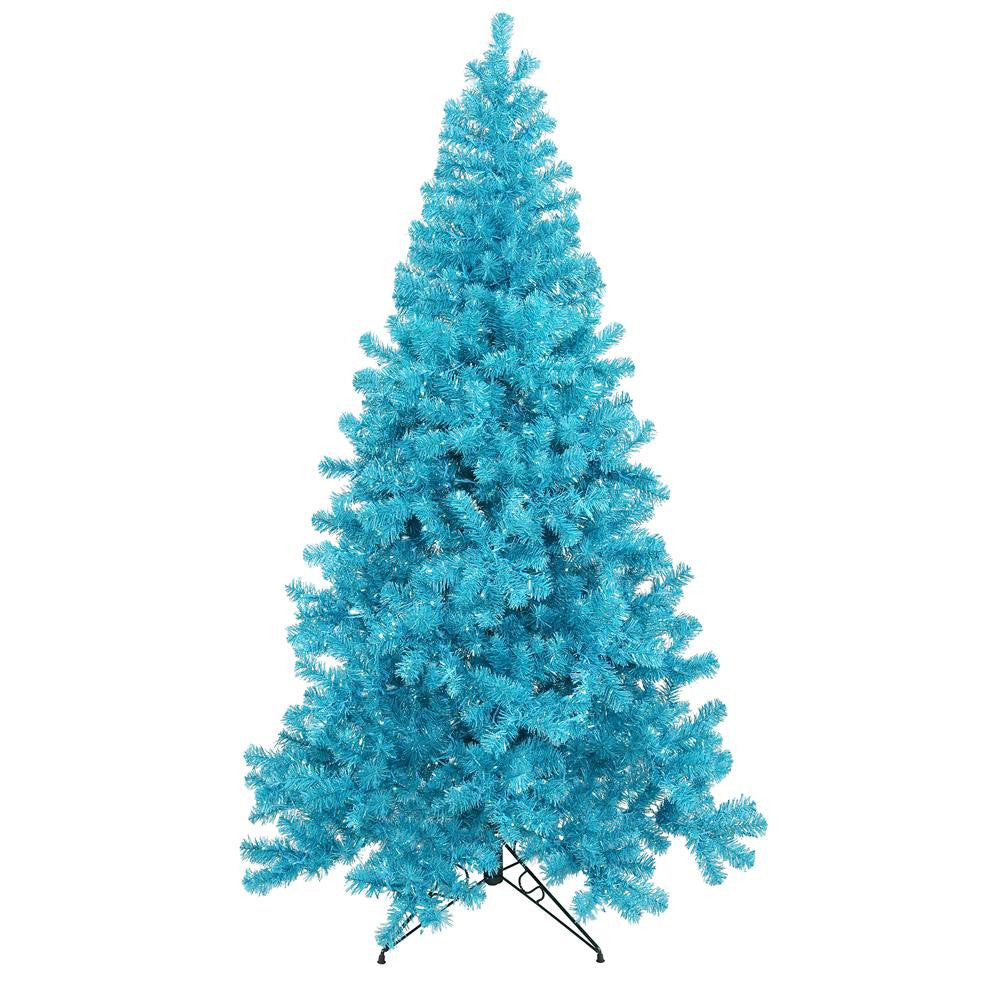 6' Pre-Lit Sky Blue Full Artificial Sparkling Tinsel Christmas Tree- Teal Lights