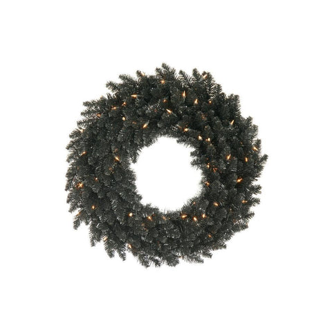 24" Black Fir Artificial Halloween or Christmas Wreath - Unlit