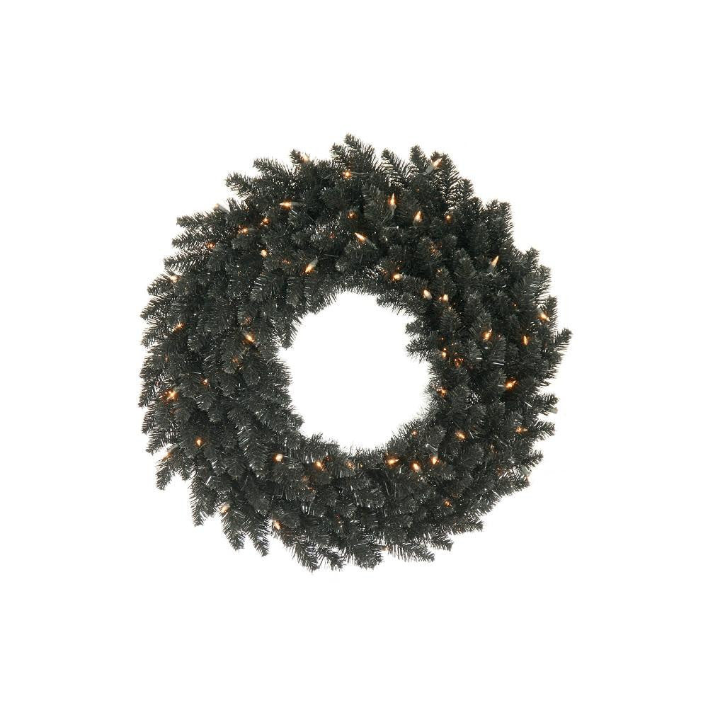 30" Black Fir Artificial Christmas or Halloween Wreath - Unlit