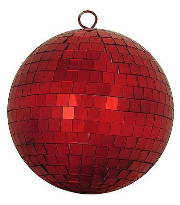 Shiny Red Hot Mirrored Glass Disco Ball Christmas Ornament 8" (200mm)