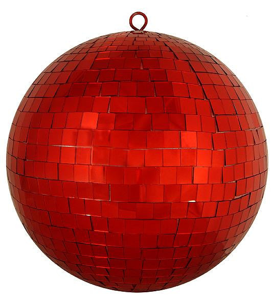 Huge Shiny Red Hot Mirrored Glass Disco Ball Christmas Ornament 12" (300mm)