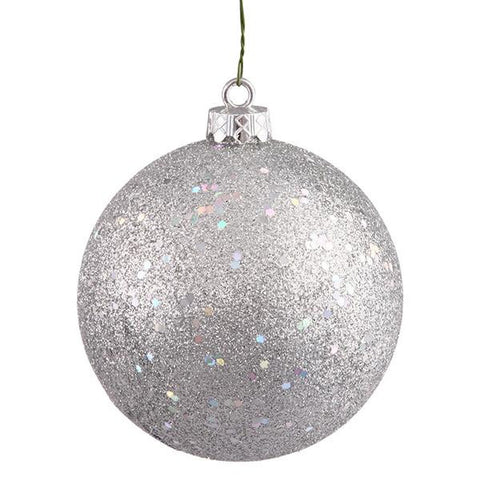 Shatterproof Silver Splendor Holographic Glitter Christmas Ornament 4" (100mm)