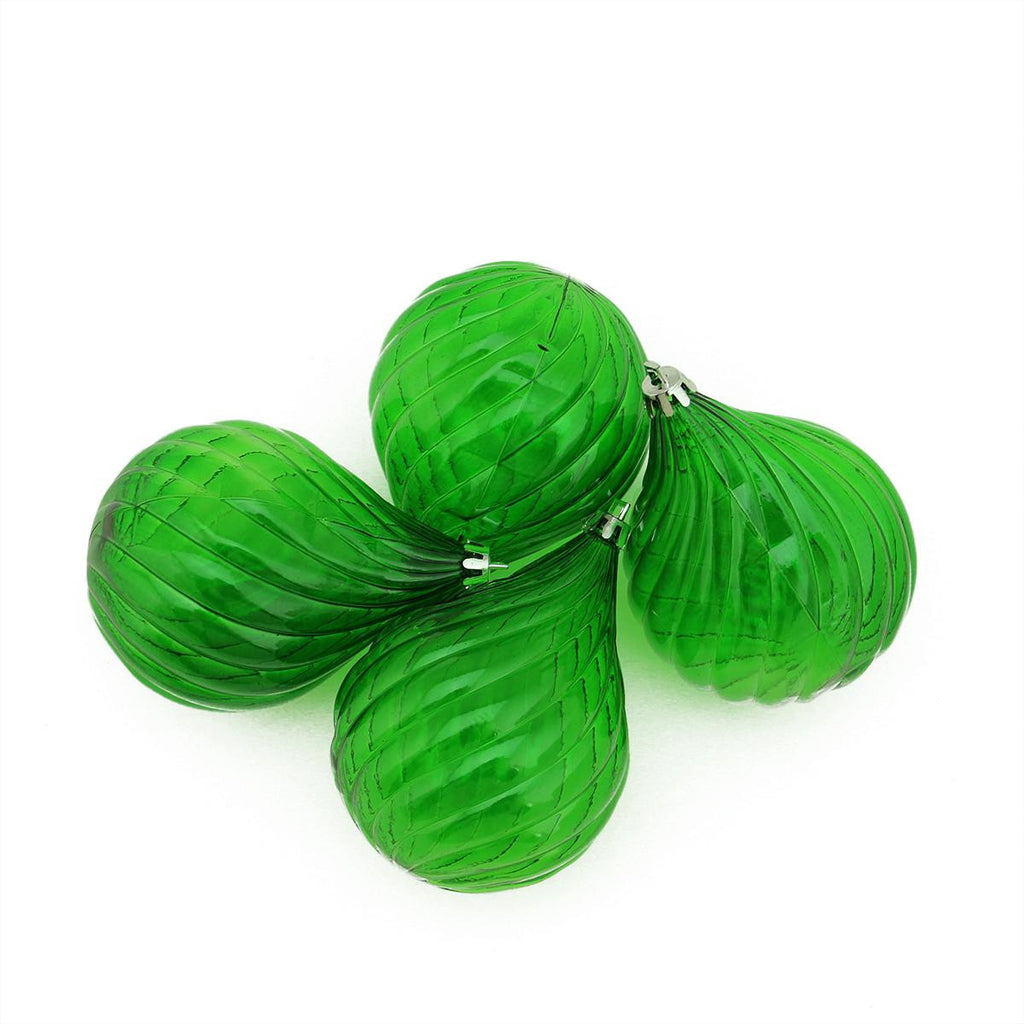 4ct Green Transparent Finial Drop Shatterproof Christmas Ornaments 4.5"