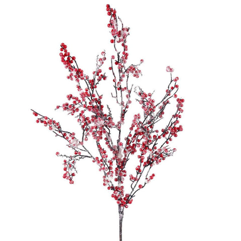 23" Snowy Artificial Red Berry Decorative Christmas Spray