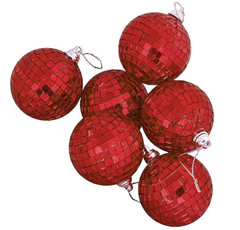 9ct Red Hot Mirrored Glass Disco Ball Christmas Ornaments 2.5" (60mm)