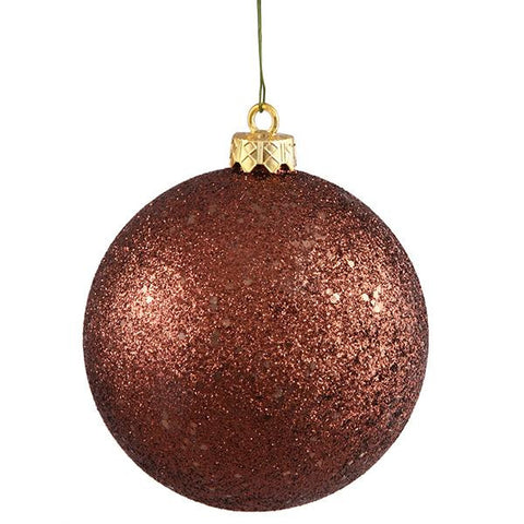 Mocha Brown Holographic Glitter Shatterproof Christmas Ball Ornament 4" (100mm)