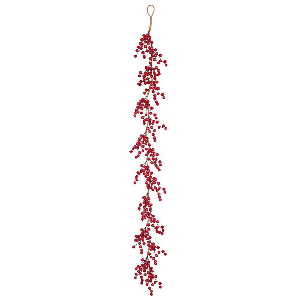 6' Deep Cranberry Red Artificial Gooseberry Christmas Garland - Unlit