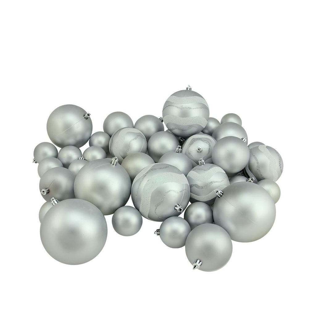 39ct Silver Splendor Matte and Glitter Shatterproof Christmas Ball Ornaments 2"-4"