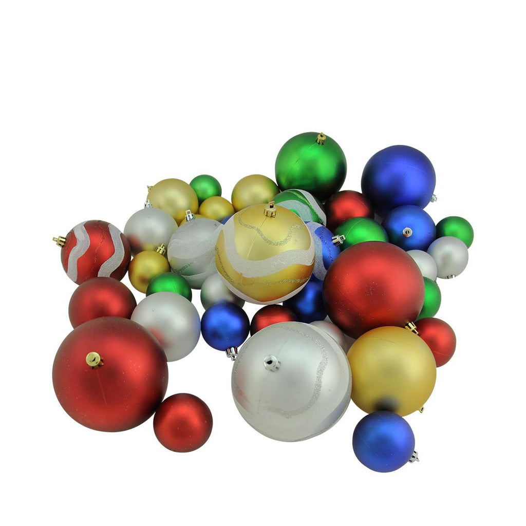 39ct Multi-Color Matte and Glitter Shatterproof Christmas Ball Ornaments 2"-4"