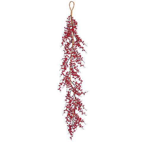 5' Vibrant Wild Red Berry Artificial Christmas Garland - Unlit