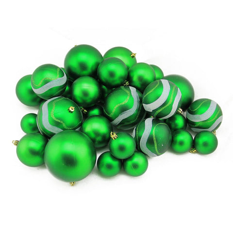 39ct Xmas Green Matte and Glitter Shatterproof Christmas Ball Ornaments 2"-4"