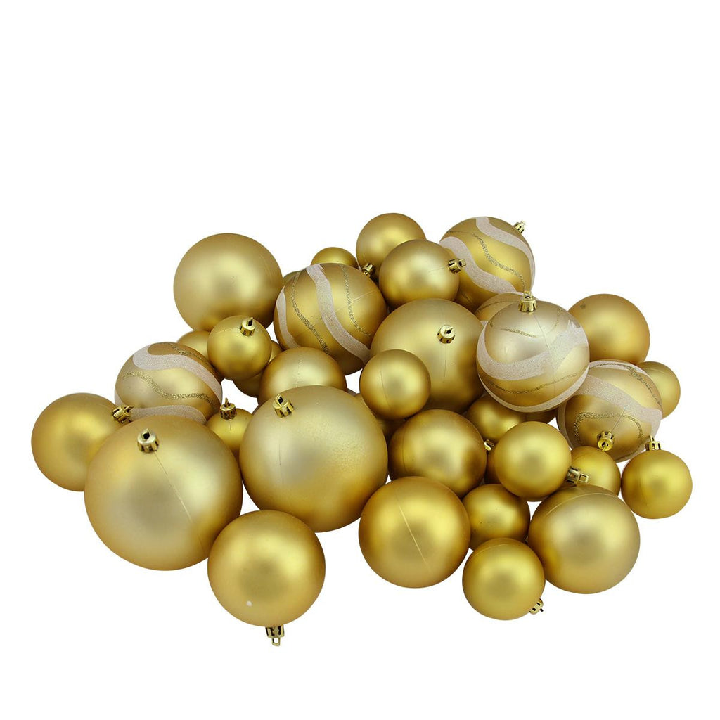 39ct Gold Glamour Matte and Glitter Shatterproof Christmas Ball Ornaments 2"-4"