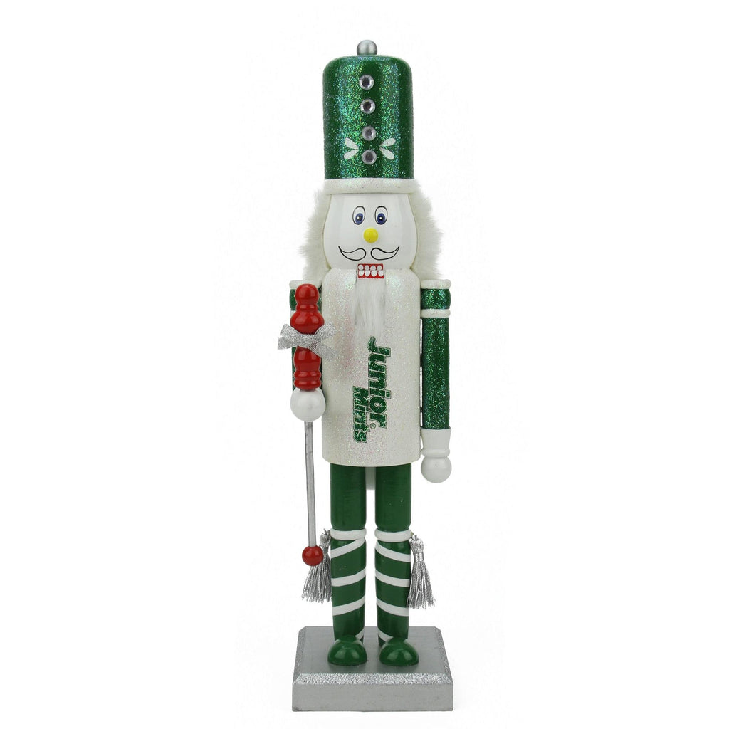 14" Decorative Green and White Junior Mints Wooden Christmas Nutcracker Figure