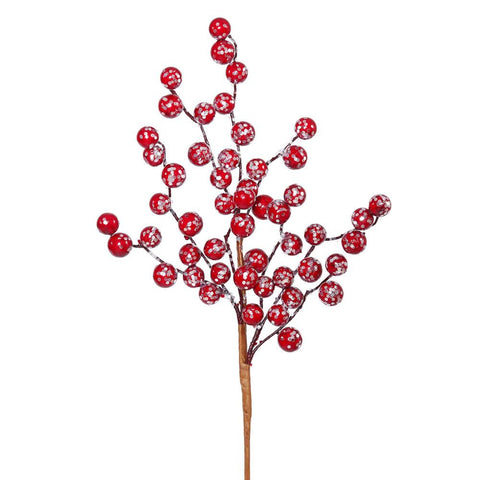 15" Large Winter Iced Red Berry Artificial Christmas Pick