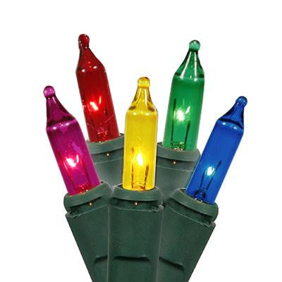 Set of 150 Heavy-Duty Commercial Grade Multi-Color Mini Lights - Green Wire Connect 7