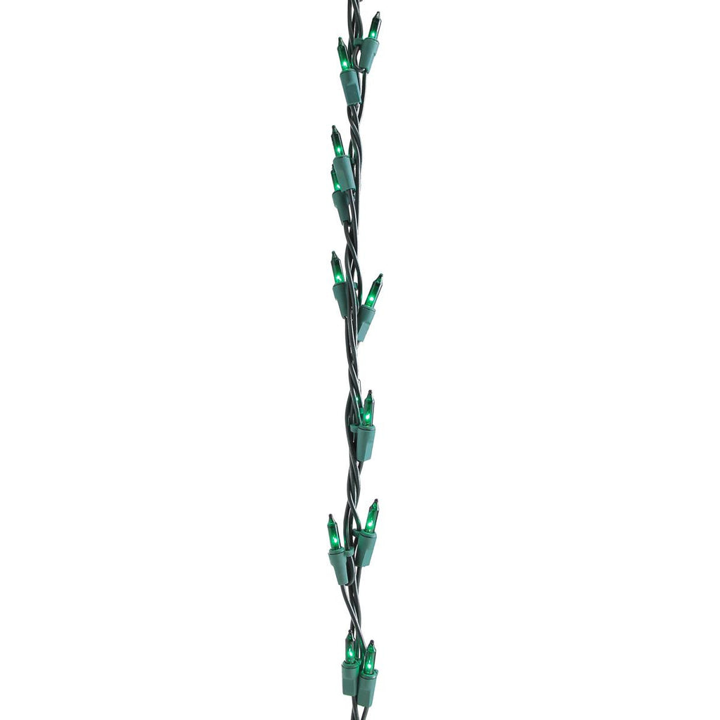 9' Christmas Light Garland with 100 Green Mini Lights - Green Wire