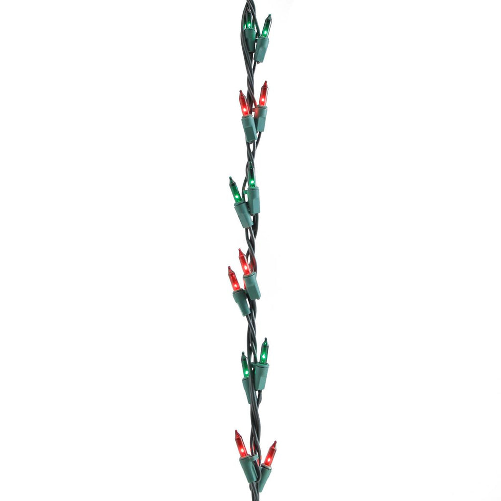 9' Christmas Light Garland with 100 Red & Green Mini Lights - Green Wire