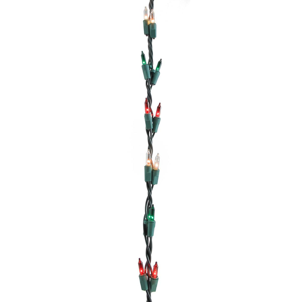 9' Christmas Light Garland with 100 Red, Green & Clear Mini Lights - Green Wire