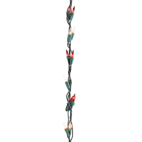 9' Christmas Light Garland with 100 Clear & Red Shimmering Mini Lights - Green Wire