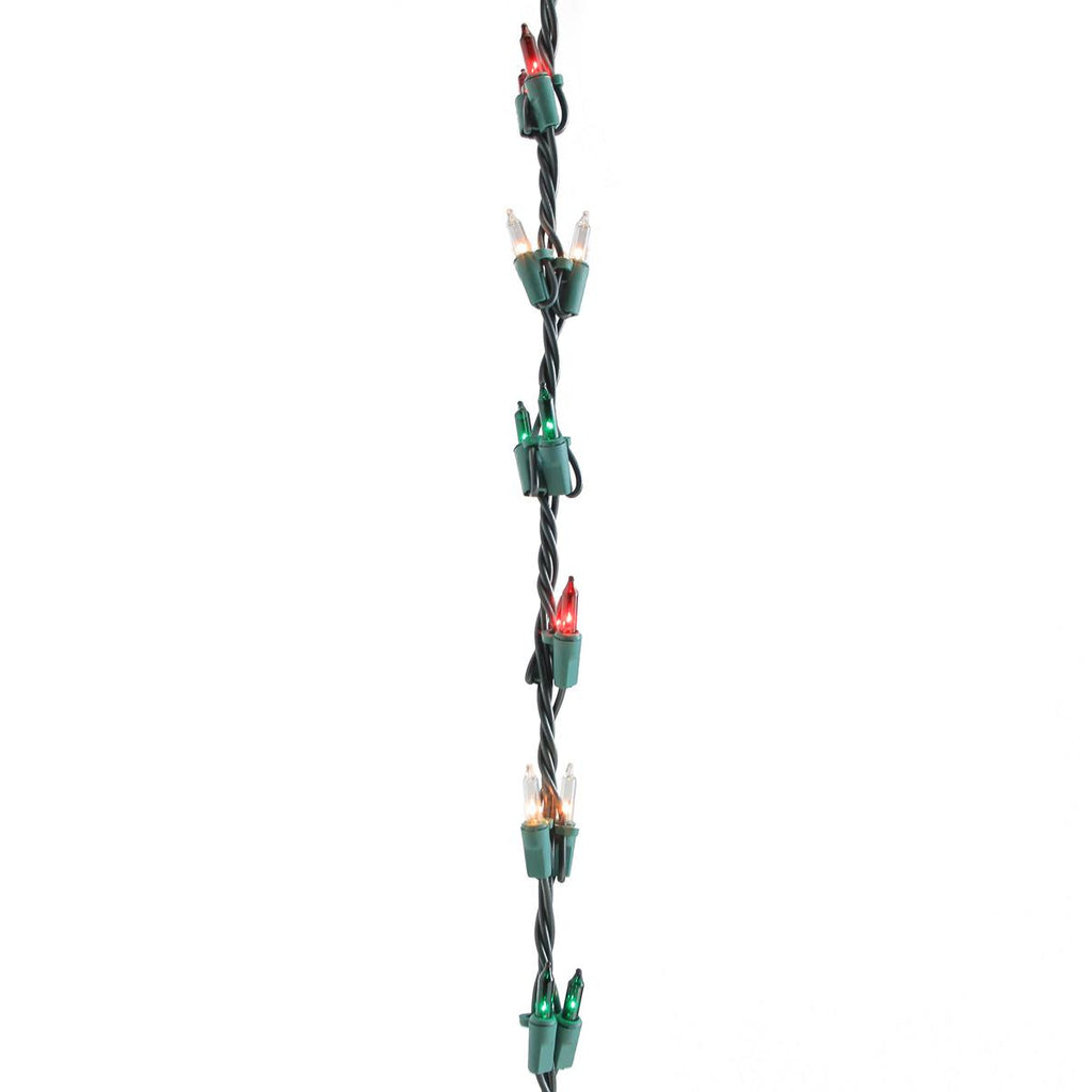 9' Christmas Light Garland with 100 Clear, Green & Red Shimmering Mini Lights - Green Wire