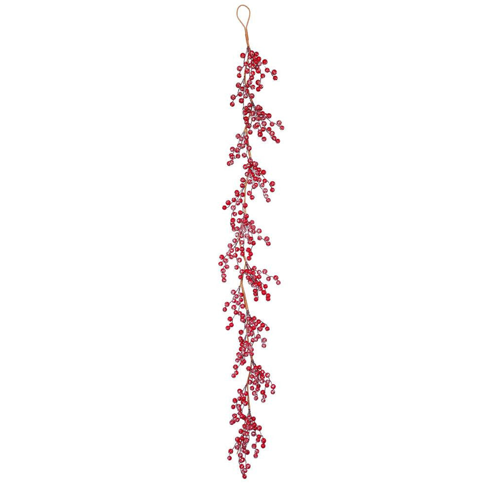 6' Large Winter Iced Red Berry Artificial Decorative Christmas Garland - Unlit