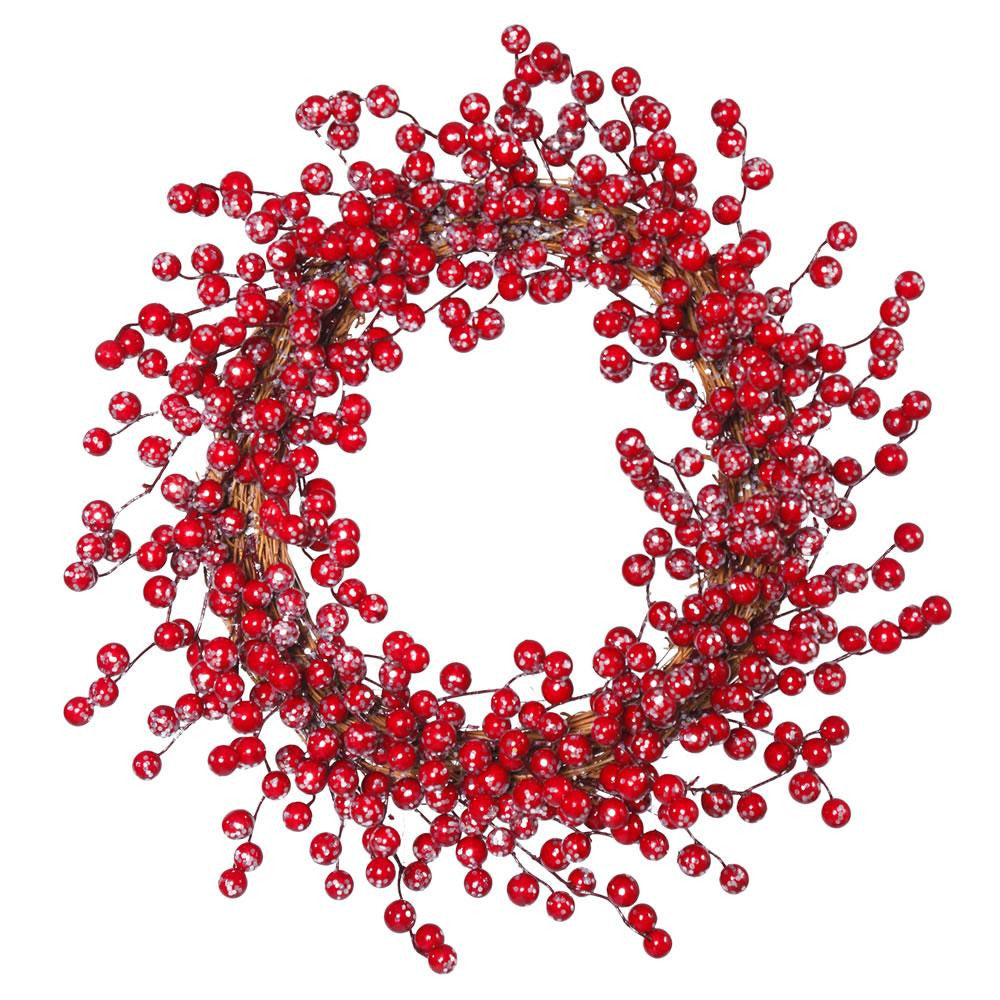 24" Vibrant Large Winter Iced Red Berry Artificial Christmas Wreath - Unlit