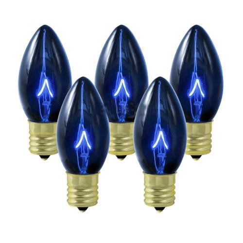 Pack of 25 Transparent Blue C7 Twinkle Replacement Christmas Light Bulbs