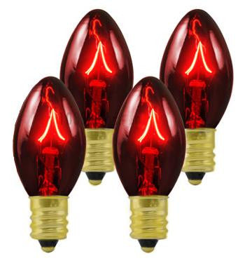 Pack of 25 Transparent Red C7 Twinkle Replacement Christmas Light Bulbs