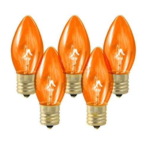 Pack of 25 Transparent Amber C7 Twinkle Replacement Christmas Light Bulbs