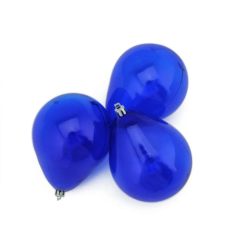 3ct Blue Transparent Teardrop Shaped Shatterproof Christmas Ornaments 4.75" (120mm)