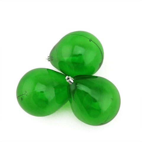 3ct Green Transparent Teardrop Shaped Shatterproof Christmas Ornaments 4.75" (120mm)