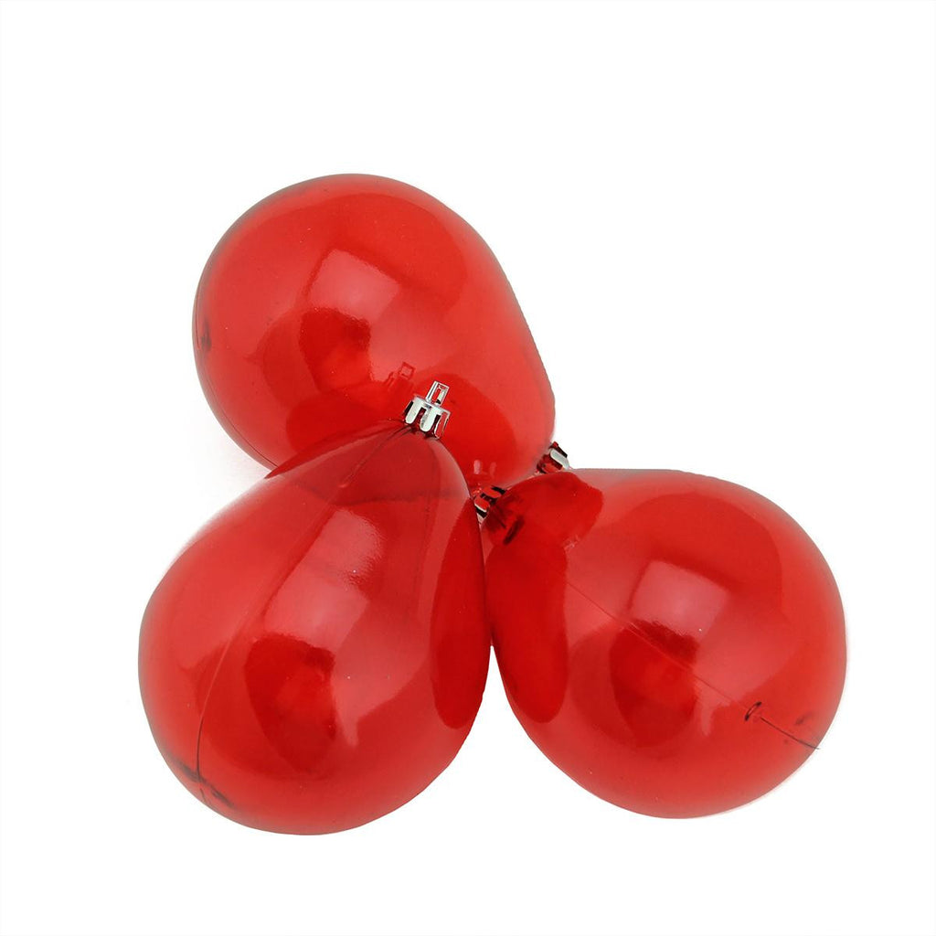 3ct Red Transparent Teardrop Shaped Shatterproof Christmas Ornaments 4.75" (120mm)