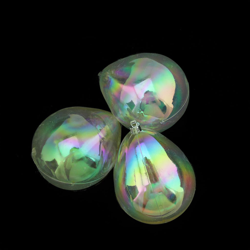 3ct Transparent Iridescent Teardrop Finial Shatterproof Christmas Ornaments 4.75" (120mm)