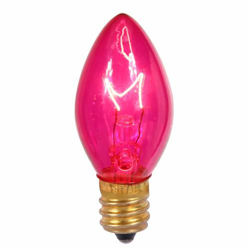 Pack of 25 Transparent Pink C7 Twinkle Replacement Christmas Light Bulbs